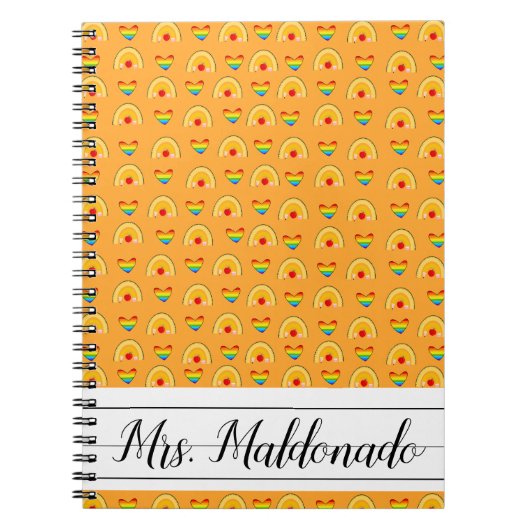 Carnet School Pattern With Rainbow Hearts School (Devant)