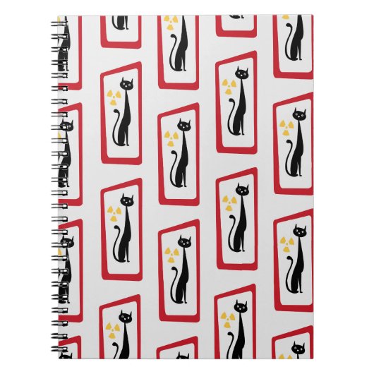 Carnet Schrödinger's Cat Mid Century Rouge moderne (Devant)