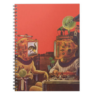 Carnet Science-fiction vintage, casques Alien Steam Punk