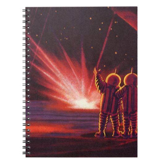 Carnet Science-fiction vintage d'explosion sur une planèt (Devant)