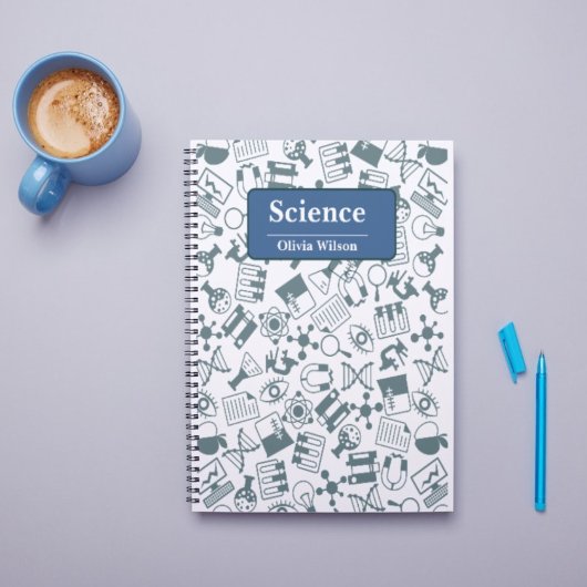 Carnet Science illustrative bleu et blanc