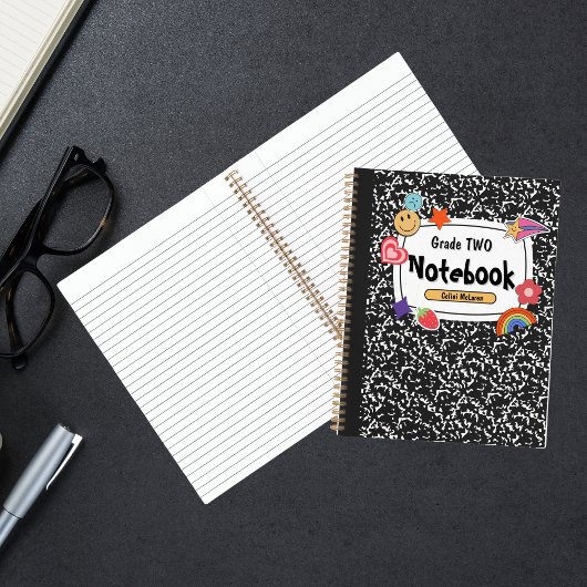 Carnet scolaire sur mesure - Noir Blanc Design