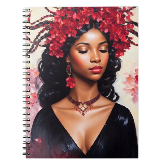 Carnet Scorpio Black Woman Rouge Black Zodiac Art (Devant)