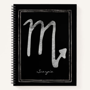 Carnet Scorpio martelé argent stylisé symbole astrologie