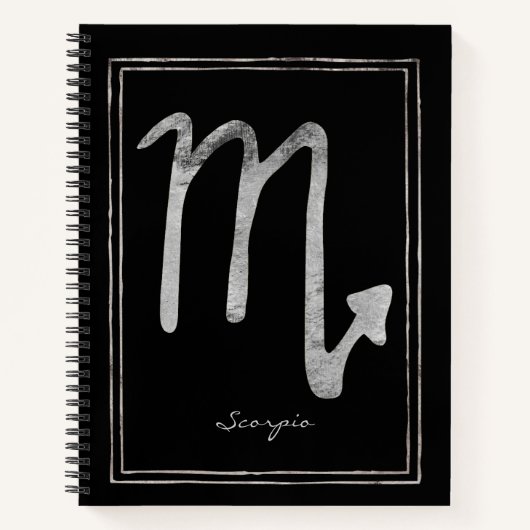 Carnet Scorpio martelé argent stylisé symbole astrologie (Devant)