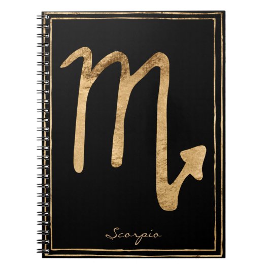 Carnet Scorpio martelé or stylisé symbole astrologie styl (Devant)