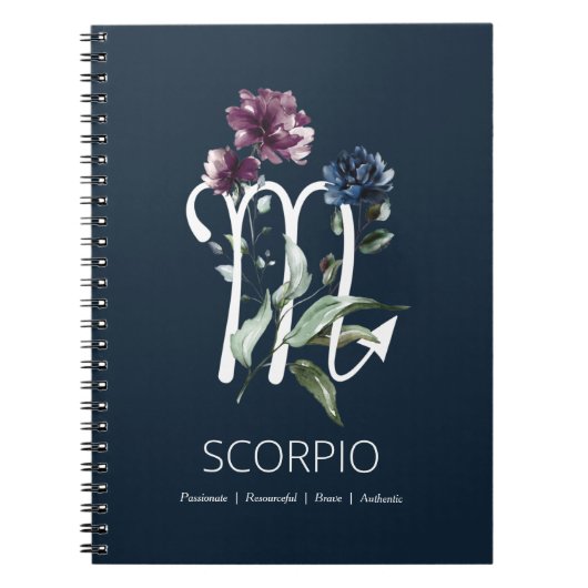 Carnet Scorpio moderne Floral Zodiac Star Sign (Devant)