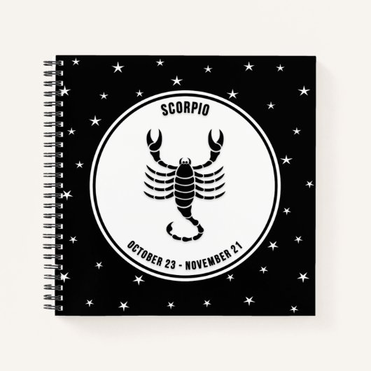 Carnet Scorpio Zodiac, Noir & Blanc (Devant)