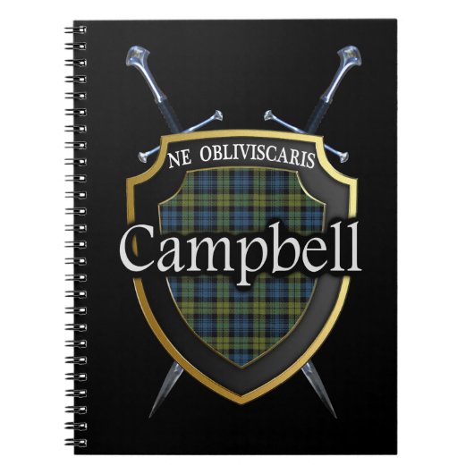 Carnet Scottish Campbell Tartan Shield & Swords (Devant)