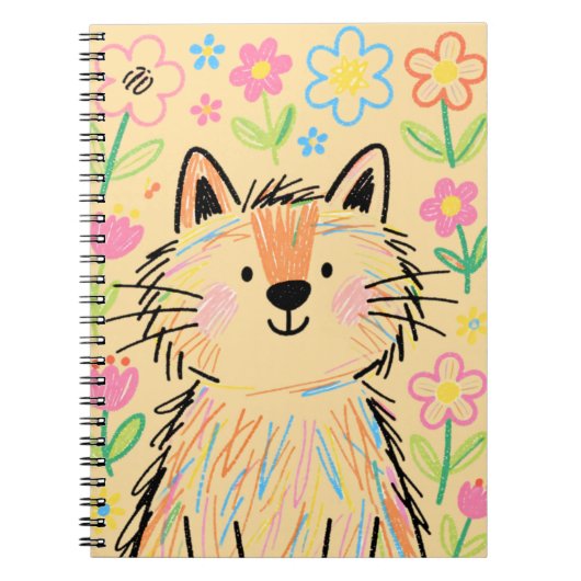 Carnet Scribble Cat Jaune Crème Doux (Devant)