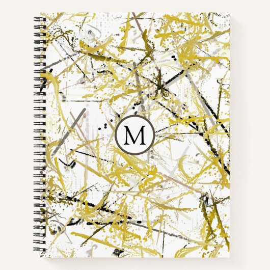 Carnet Scribbles Abstraits - moutarde et Brown (Devant)