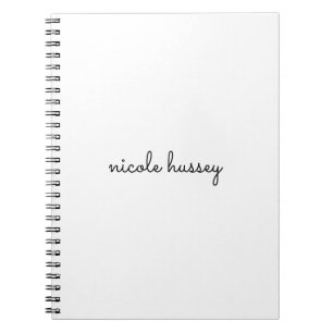 Carnet Script blanc   Monogramme élégant minimaliste mode
