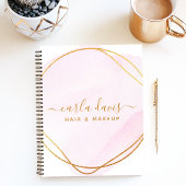 Carnet Script Blush Rose Aquarelle Or Cercle Business