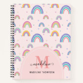 Carnet Script Coeur arc-en-ciel chic Monogramme Boho rose (Devant)