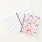 Carnet Script Coeur arc-en-ciel chic Monogramme Boho rose (Intérieur)