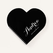 Carnet Script de calligraphie personnalisée noir et blanc (Devant)