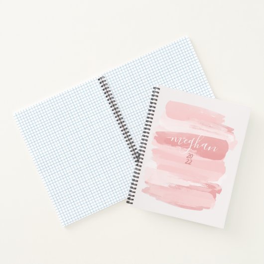 Carnet Script de monogramme d'aquarelle rose doux (Intérieur)