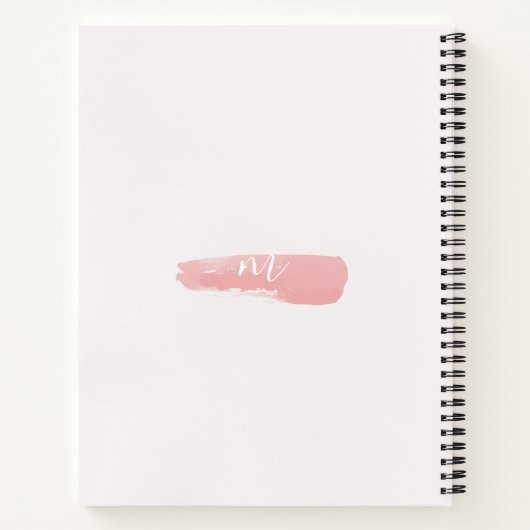 Carnet Script de monogramme d'aquarelle rose doux (Dos)