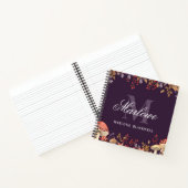 Carnet Script de monogramme d'automne blanc mou (Intérieur)