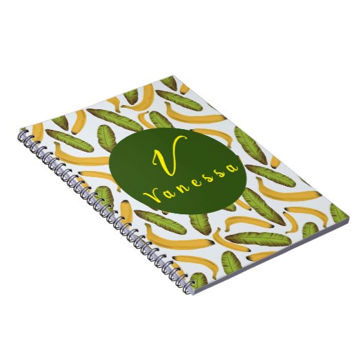 Carnet Script de monogramme de feuille de banane tropical (Côté Droit)