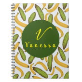 Carnet Script de monogramme de feuille de banane tropical (Devant)