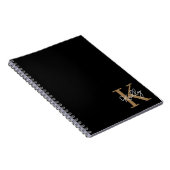 Carnet Script de monogramme d'or noir moderne (Côté Droit)