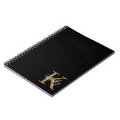 Carnet Script de monogramme d'or noir moderne (Côté gauche)