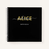 Carnet Script de monogramme noir moderne Sketchbook d'art (Devant)
