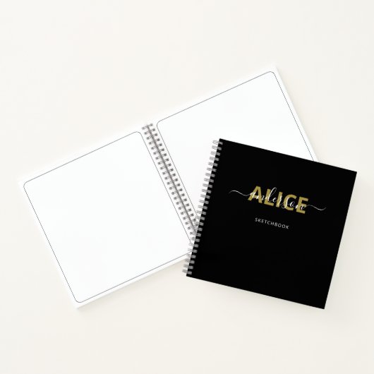 Carnet Script de monogramme noir moderne Sketchbook d'art (Intérieur)