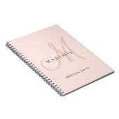 Carnet Script De Monogramme Rose Clair Et Élégant (Côté Droit)