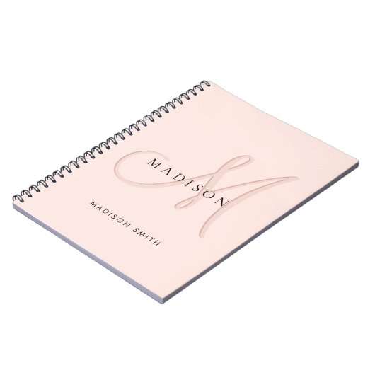Carnet Script De Monogramme Rose Clair Et Élégant (Côté gauche)