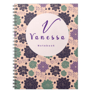Carnet Script de monogramme rose Succulent