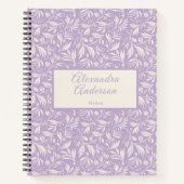 Carnet Script de Motif Feuille de couleur violet minimal (Devant)