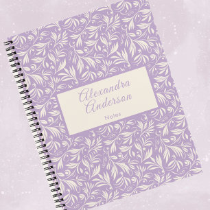 Carnet Script de Motif Feuille de couleur violet minimal