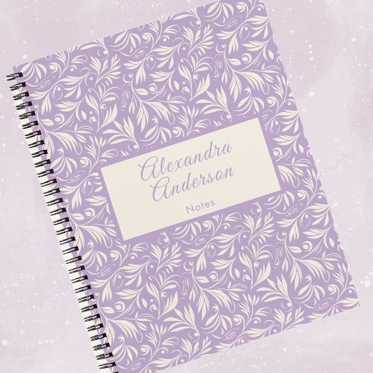 Carnet Script de Motif Feuille de couleur violet minimal