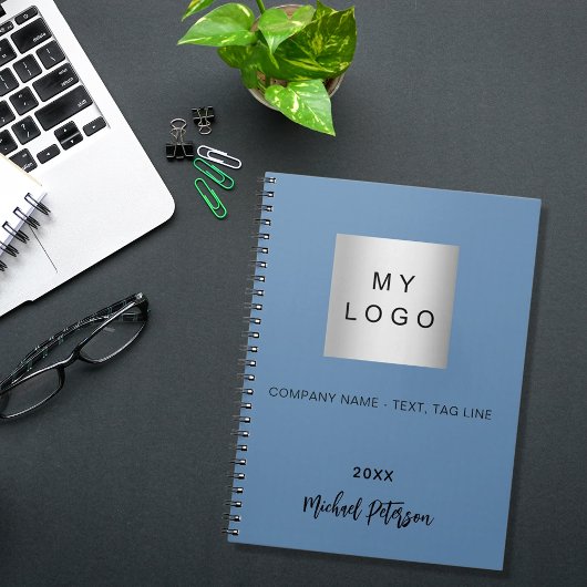Carnet script de nom bleu logo d'entreprise
