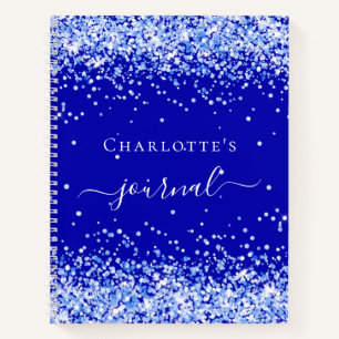Carnet Script de nom de la parties scintillant bleue roya