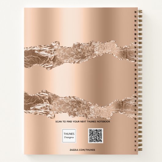 Carnet Script de nom de marbre d'agate d'or (Dos)