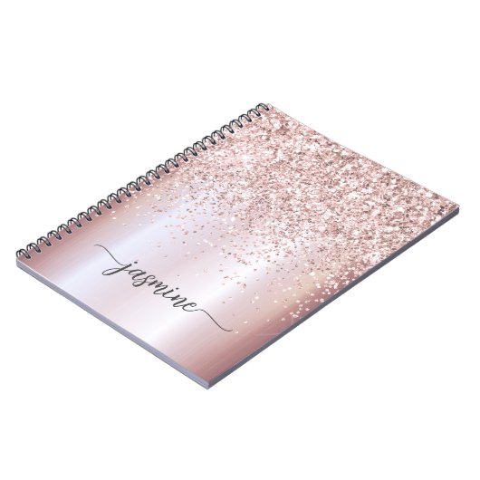 Carnet Script de nom de monogramme pailleté rose gold gir (Côté gauche)