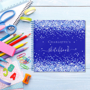 Carnet Script de nom de parties scintillant bleu royal du