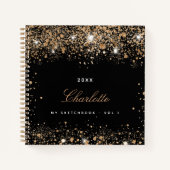 Carnet Script de nom de parties scintillant en or noir du (Devant)