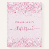 Carnet Script de nom de parties scintillant rose pâle du (Devant)