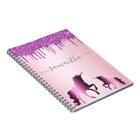 Carnet Script de nom de parties scintillant rose violet U (Côté Droit)