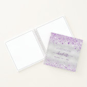 Carnet Script de nom de parties scintillant violet argent (Intérieur)