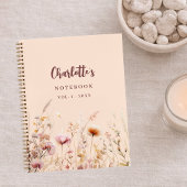 Carnet Script de nom de pêche rose fleur sauvage