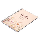 Carnet Script de nom de pêche rose fleur sauvage (Côté gauche)