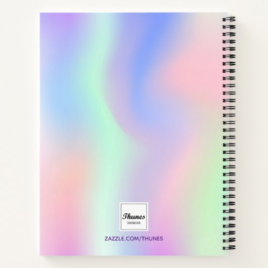 Carnet Script de nom de photo Holographique rose violet (Dos)