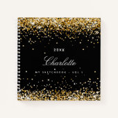Carnet Script de nom d'or noir Sketbook (Devant)