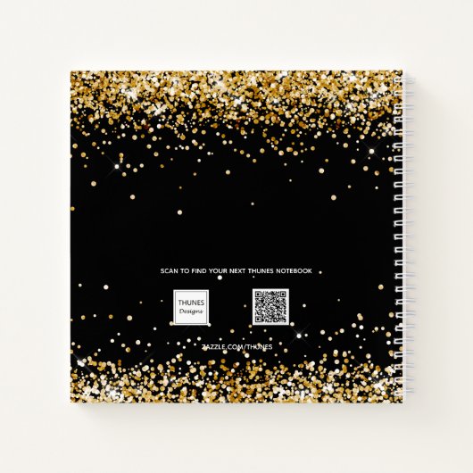 Carnet Script de nom d'or noir Sketbook (Dos)