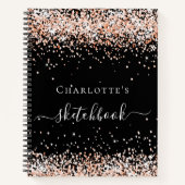 Carnet Script de nom d'or rose noir Sketchbook (Devant)